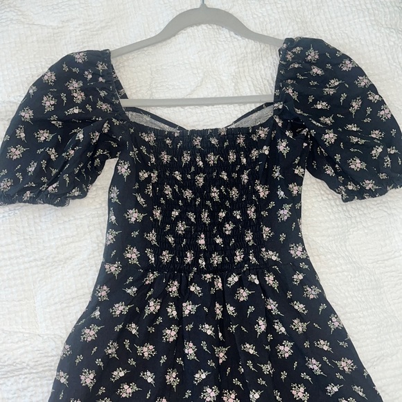 Black Flower Print Sundress Mini - Picture 3 of 5